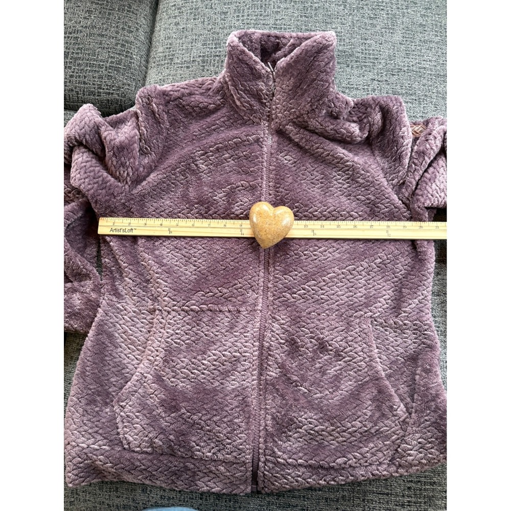Free Country Womens Mauve Purple Textured Faux Fur Full Zip‎ Fleece Jacket Large - Picture 2 of 8